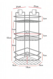 Theownas 3 Tier Shower Corner Caddy. Wall Mounted Bathroom Shelf With Strong Adhesive, No Drill Rustproof Metal Organiser. - thumbnail 4