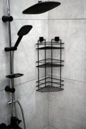 Theownas 3 Tier Shower Corner Caddy. Wall Mounted Bathroom Shelf With Strong Adhesive, No Drill Rustproof Metal Organiser. - thumbnail 6