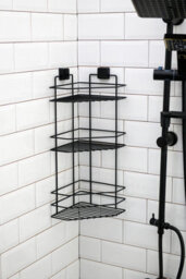 Theownas 3 Tier Shower Corner Caddy. Wall Mounted Bathroom Shelf With Strong Adhesive, No Drill Rustproof Metal Organiser. - thumbnail 5
