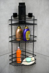 Theownas 3 Tier Shower Corner Caddy. Wall Mounted Bathroom Shelf With Strong Adhesive, No Drill Rustproof Metal Organiser. - thumbnail 2