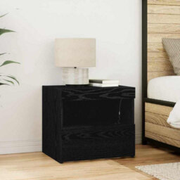 Berkfield Durable Bedside Cabinets With Led Lights 2 Pcs Black Oak 50X40X45 Cm - thumbnail 4