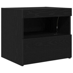 Berkfield Durable Bedside Cabinets With Led Lights 2 Pcs Black Oak 50X40X45 Cm - thumbnail 6