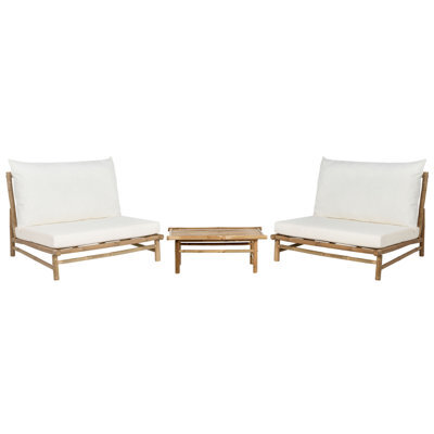 Beliani Garden Lounge Set With Table 2 Seater Todi Bamboo Off-White - image 1