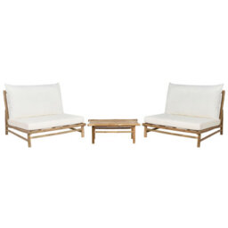 Beliani Garden Lounge Set With Table 2 Seater Todi Bamboo Off-White - thumbnail 1