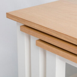 Farro White Nest Of 3 Tables - Painted With Oak Top - Fully Assembled By Roseland Furniture - thumbnail 7