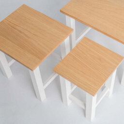Farro White Nest Of 3 Tables - Painted With Oak Top - Fully Assembled By Roseland Furniture - thumbnail 8