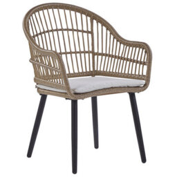 Beliani Garden Dining Set 6 Seater Aliano Ii With Cushions Pe Rattan Beige - thumbnail 4
