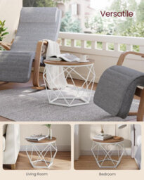 Songmics Set Of 2 Round Coffee Tables, Modern End Tables For Sofa, Steel Frame, Removable Top, Honey Brown And Cloud White - thumbnail 3