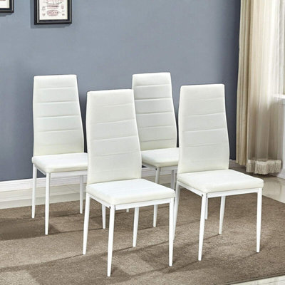 Kosy Koala Dining Chairs Set Of 4 White Leather Kitchen Chairs - image 1