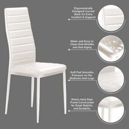 Kosy Koala Dining Chairs Set Of 4 White Leather Kitchen Chairs - thumbnail 5