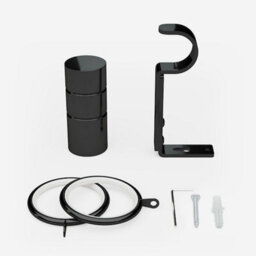 Black Nickel 28mm Barrel Fixed Length Metal Curtain Pole  105Cm - thumbnail 3
