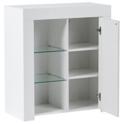 Wyld And Coco White Mdf Sideboard With 1 Door, Glass Shelves And Colour-Changing Led Lighting - thumbnail 4