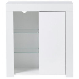 Wyld And Coco White Mdf Sideboard With 1 Door, Glass Shelves And Colour-Changing Led Lighting - thumbnail 5