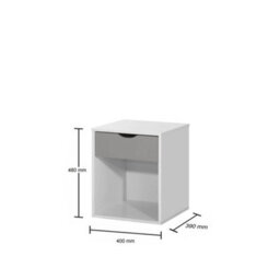 Modern Design Bedside Table 1 Drawer Nightstand In Grey And White - thumbnail 2