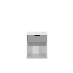 Modern Design Bedside Table 1 Drawer Nightstand In Grey And White - thumbnail 5