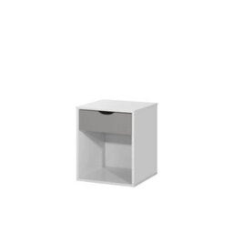 Modern Design Bedside Table 1 Drawer Nightstand In Grey And White - thumbnail 4