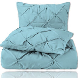 TheWhiteWater Limited Pintuck Duvet Cover Set + Matching Pillowcases, Hand Stitches Quilt Bedding Set - Ocean - thumbnail 4