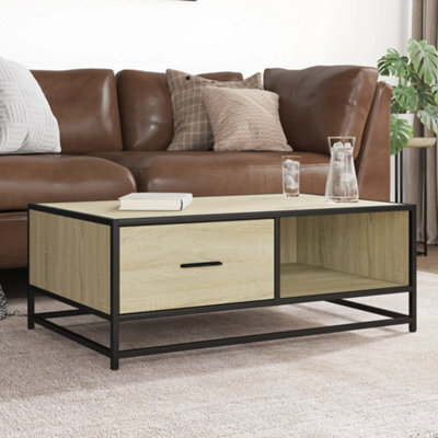 Berkfield Coffee Table Sonoma Oak 90X57X35 Cm Engineered Wood And Metal - image 1