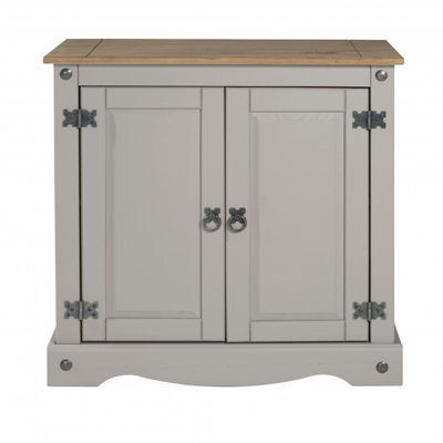 Mercers Furniture Corona Grey Painted Wax 2 Door Cupboard Sideboard Solid Wood Pine Wooden With Mexican Styling - image 1