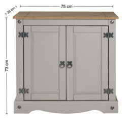 Mercers Furniture Corona Grey Painted Wax 2 Door Cupboard Sideboard Solid Wood Pine Wooden With Mexican Styling - thumbnail 5