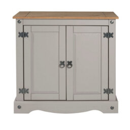 Mercers Furniture Corona Grey Painted Wax 2 Door Cupboard Sideboard Solid Wood Pine Wooden With Mexican Styling - thumbnail 2