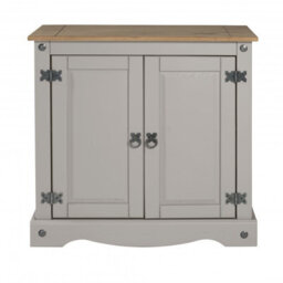 Mercers Furniture Corona Grey Painted Wax 2 Door Cupboard Sideboard Solid Wood Pine Wooden With Mexican Styling - thumbnail 1