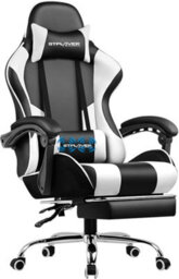 Gtplayer Gaming Chair With Footrest, Massage Computer Chairs For Adults, Ergonomic High Back Height Adjustable Pc Chair, White - thumbnail 1