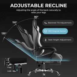 Gtplayer Gaming Chair With Footrest, Massage Computer Chairs For Adults, Ergonomic High Back Height Adjustable Pc Chair, White - thumbnail 4