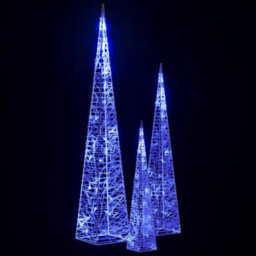 Walplus Acrylic Decorative Led Light Cone Set Blue 30/45/60Cm - thumbnail 4