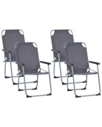 Wyld And Coco Set Of Four Folding Garden Chairs - Grey Powder-Coated Steel Frame With Breathable Mesh Seats - thumbnail 3