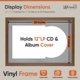 "AK Frames 25X17"" Walnut Modern Vinyl Record Frame With Silver Mount For 12 Inch Lp Cover & Disc - Overlapped Design" - thumbnail 2
