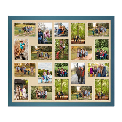 AK Frames 80X70Cm Navy Blue Modern Multi Photo Frame With Ivory Mount - Holds 20 Apertures (18X) 6X4, (2X) 4X4 Photos - image 1