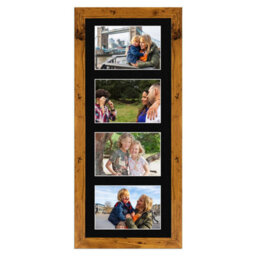 AK Frames 50X20Cm Rustic Oak Modern Multi Photo Frame With Black Mount - Holds 4 Apertures (4X) 6X4 Photos