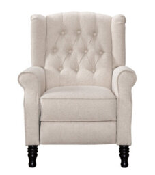 Fabric Linen Beige Marianna Manual Recliner Wingback Chair - thumbnail 4