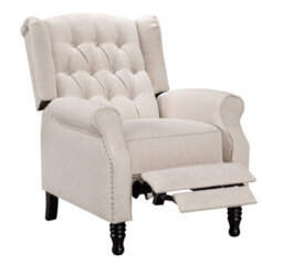 Fabric Linen Beige Marianna Manual Recliner Wingback Chair - thumbnail 2