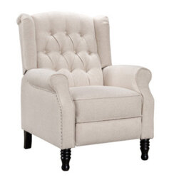 Fabric Linen Beige Marianna Manual Recliner Wingback Chair - thumbnail 3