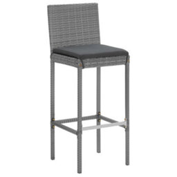 Berkfield 5 Piece Garden Bar Set With Cushions Grey Poly Rattan - thumbnail 5