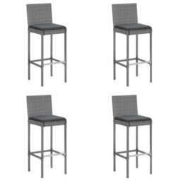 Berkfield 5 Piece Garden Bar Set With Cushions Grey Poly Rattan - thumbnail 4
