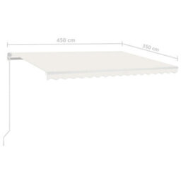 Berkfield Manual Retractable Awning 450X350 Cm Cream - thumbnail 7