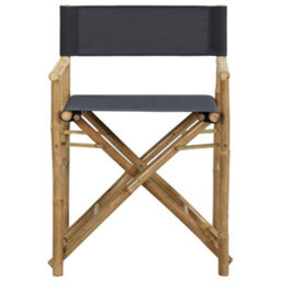 Berkfield Folding Director's Chairs 2 Pcs Dark Grey Bamboo And Fabric - thumbnail 3