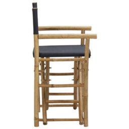 Berkfield Folding Director's Chairs 2 Pcs Dark Grey Bamboo And Fabric - thumbnail 4