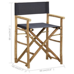 Berkfield Folding Director's Chairs 2 Pcs Dark Grey Bamboo And Fabric - thumbnail 9