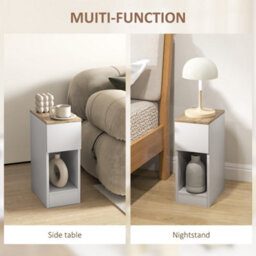 Homcom Bedside Tables Set Of 2, Nightstands For Bedroom, Living Room, Cream - thumbnail 6