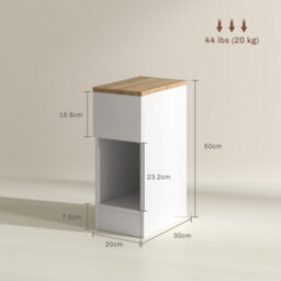 Homcom Bedside Tables Set Of 2, Nightstands For Bedroom, Living Room, Cream - thumbnail 3
