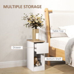 Homcom Bedside Tables Set Of 2, Nightstands For Bedroom, Living Room, Cream - thumbnail 4