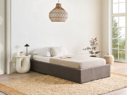 Beliani Ottoman Bed Without Headboard Boucle Dinan 90 X 200 Cm (Eu Single) Taupe - thumbnail 2