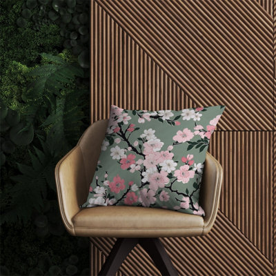 Warren Reed Designer Pink Floral Abstract Pattern Outdoor Cushion 60Cm X 60Cm