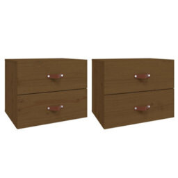 Berkfield Elegant Wall-Mounted Bedside Cabinets 2 Pcs Honey Brown 50X36X40 Cm - thumbnail 1