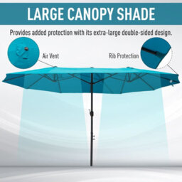 Outsunny 4.6M Garden Patio Umbrella Canopy Parasol Sun Shade W/o Base Blue - thumbnail 4