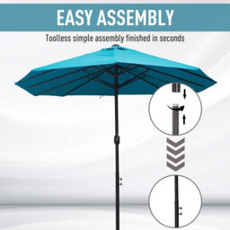 Outsunny 4.6M Garden Patio Umbrella Canopy Parasol Sun Shade W/o Base Blue - thumbnail 6